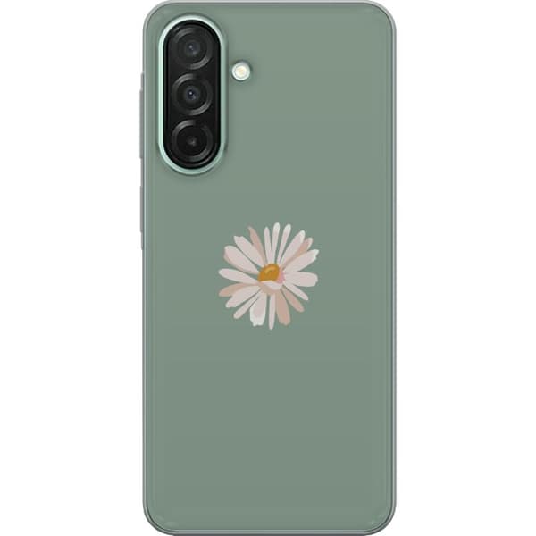 Samsung Galaxy A26 Läpinäkyvä kuori Vihreä Minimalikukka - tyylikäs kukka vihreällä taustalla