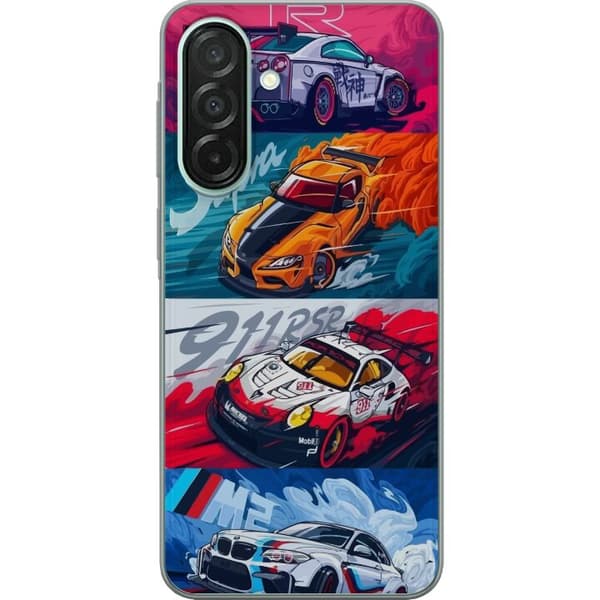 Samsung Galaxy A26 Läpinäkyvä kuori Nopeat Autot - Piirretty Kuvio Toiminnalla
