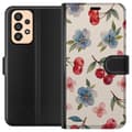 Miniatyrbillede 1 af 3: Samsung Galaxy A33 5G Tegnebogsetui Bær & Blomster - mønster med blå blomster og skovbær