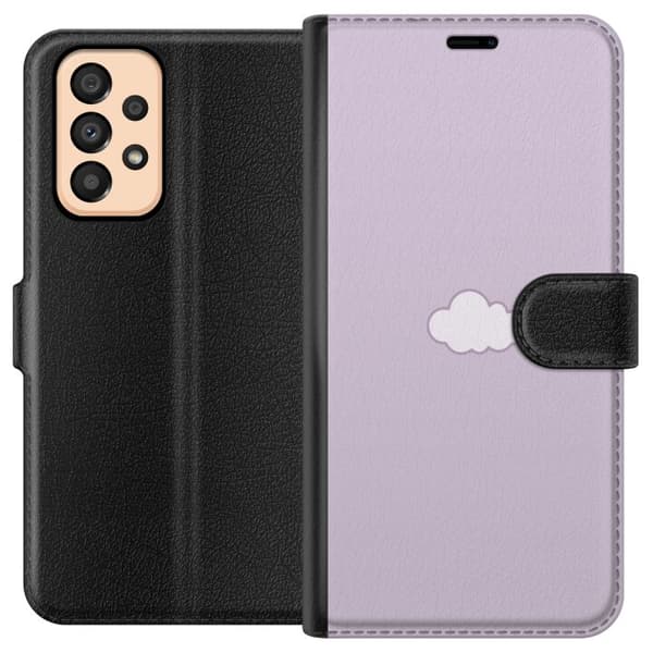 Samsung Galaxy A33 5G Lompakkokotelo Lila Pilvi - minimalistinen pilvi lila taustalla