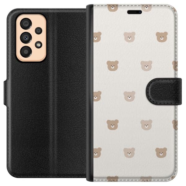 Samsung Galaxy A33 5G Tegnebogsetui Teddybaggrund - søde teddybjørne mod en blød baggrund