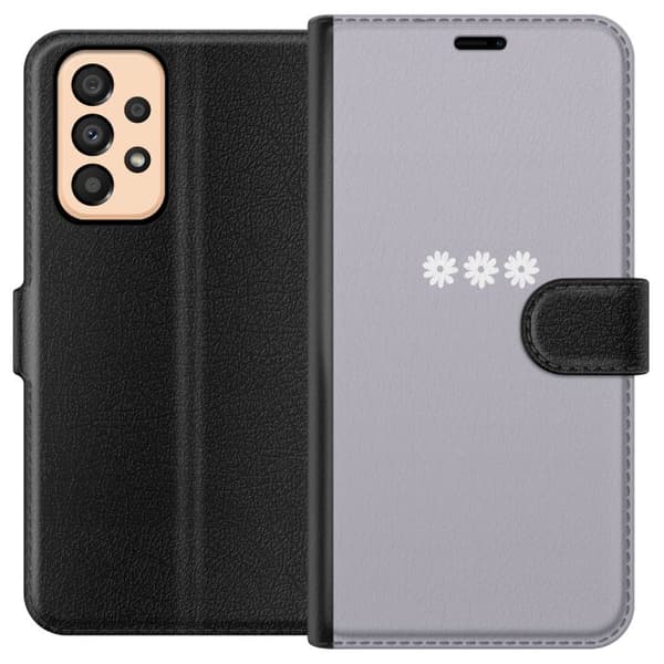 Samsung Galaxy A33 5G Tegnebogsetui Lilla Blomminimalisme - stilfuldt blomstermotiv på lilla baggrund
