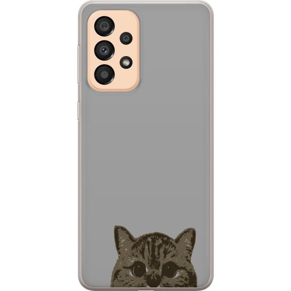Samsung Galaxy A33 5G Gennemsigtig cover Grå Katteblik - stilfuld kat design med grå baggrund