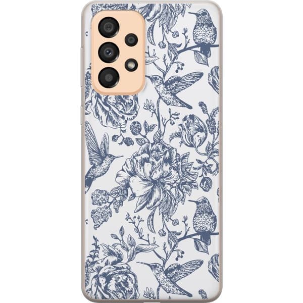 Samsung Galaxy A33 5G Gennemsigtig cover Blomster & Fugle - Romantisk Vintage-stil Mønster