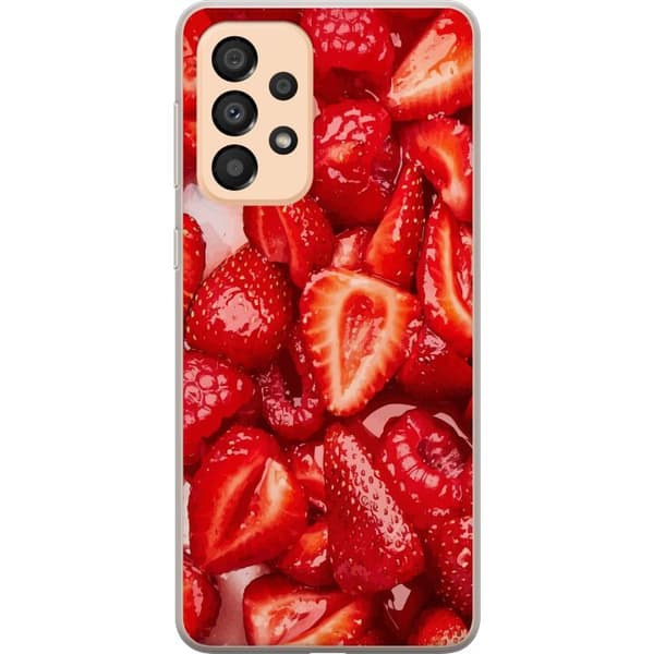Samsung Galaxy A33 5G Gennemsigtig cover Jordbærmønster - sødt motiv med sommerstemning