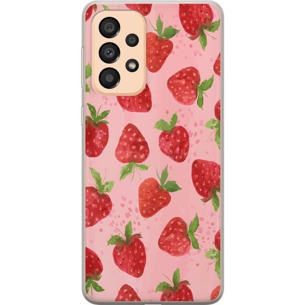 Samsung Galaxy A33 5G Gennemsigtig cover Jordbærdrømme - Retro-stil jordbærmønster