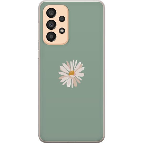 Samsung Galaxy A33 5G Läpinäkyvä kuori Vihreä Minimalikukka - tyylikäs kukka vihreällä taustalla
