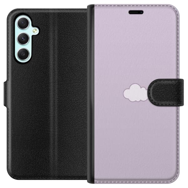 Samsung Galaxy A34 Tegnebogsetui Lilla Sky - minimalistisk sky på lilla baggrund