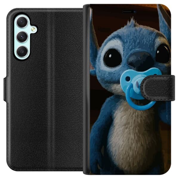 Samsung Galaxy A34 Tegnebogsetui Stitch & Napp - babytema med sød karakter