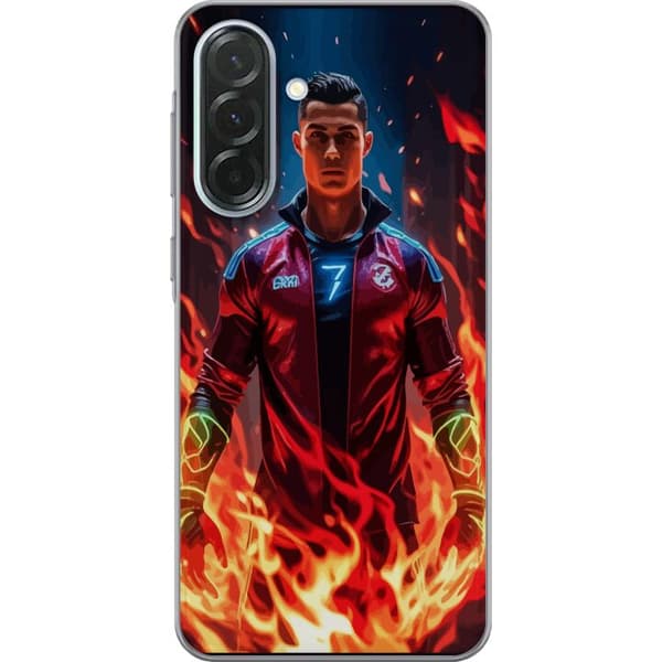 Samsung Galaxy A36 Genomskinligt Skal Ronaldo Inferno – fotbollshjälte i eldflammor