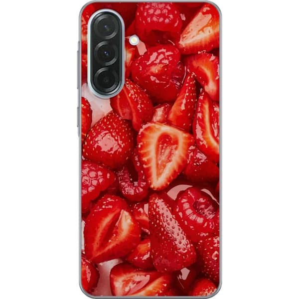 Samsung Galaxy A36 Genomskinligt Skal Jordgubbsmönster – sött motiv med sommarkänsla