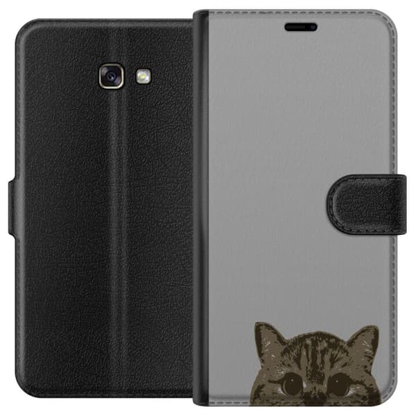 Samsung Galaxy A3 (2017) Lommeboketui Grå Kattblikk - stilren katte design med grå bakgrunn