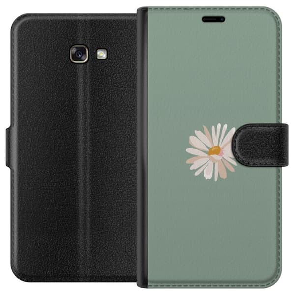 Samsung Galaxy A3 (2017) Lompakkokotelo Vihreä Minimalikukka - tyylikäs kukka vihreällä taustalla