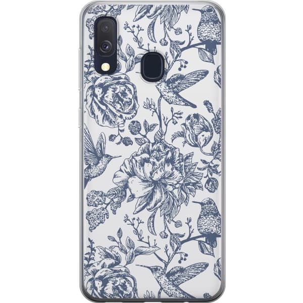 Samsung Galaxy A40 Läpinäkyvä kuori Kukat & Linnut - Romanttinen Vintage-tyylinen Kuviointi