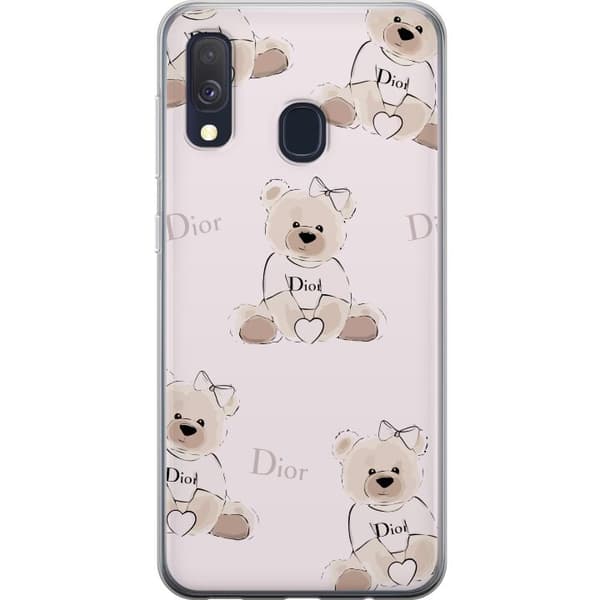 Samsung Galaxy A40 Läpinäkyvä kuori Teddy Dior Vibes - ylellinen nalle muotityyliin