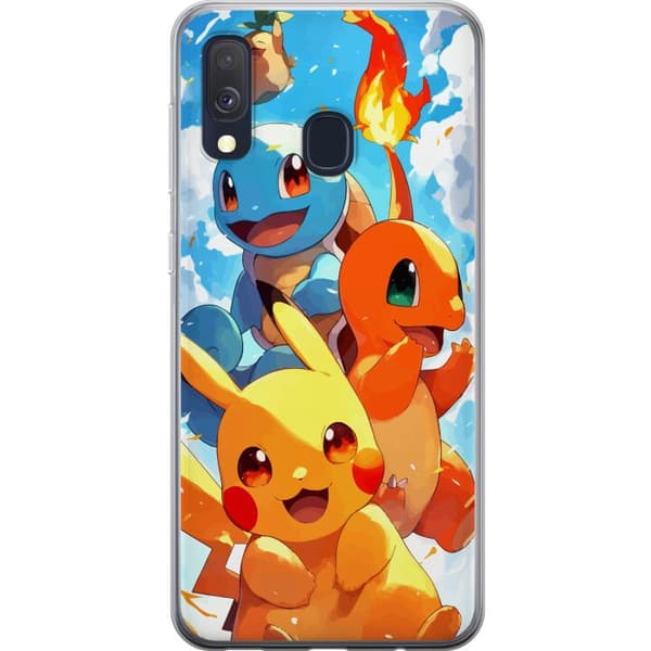 Samsung Galaxy A40 Läpinäkyvä kuori Pocket Creatures - innoittanut Pokémonista mainitsematta nimeä