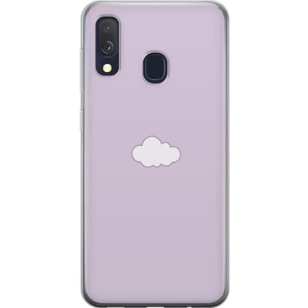 Samsung Galaxy A40 Genomskinligt Skal Lila Moln – minimalistiskt moln på lila bakgrund