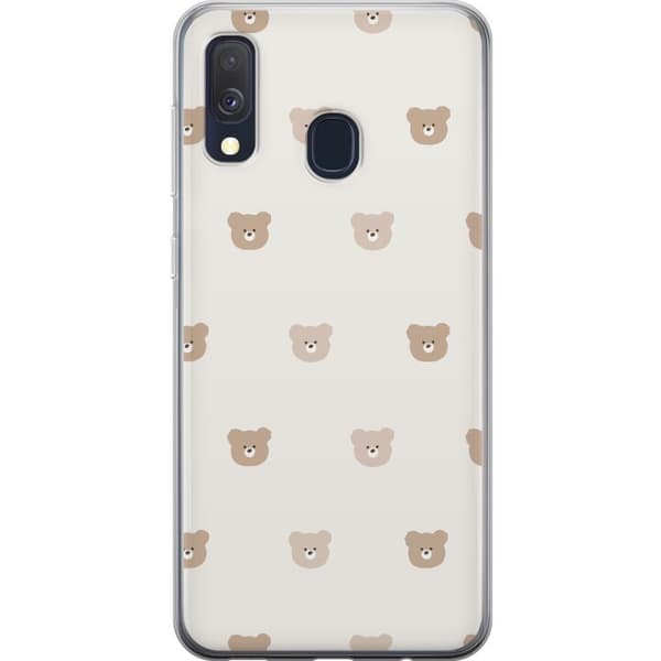 Samsung Galaxy A40 Genomskinligt Skal Teddy Background – gulliga nallar mot mjuk bakgrund