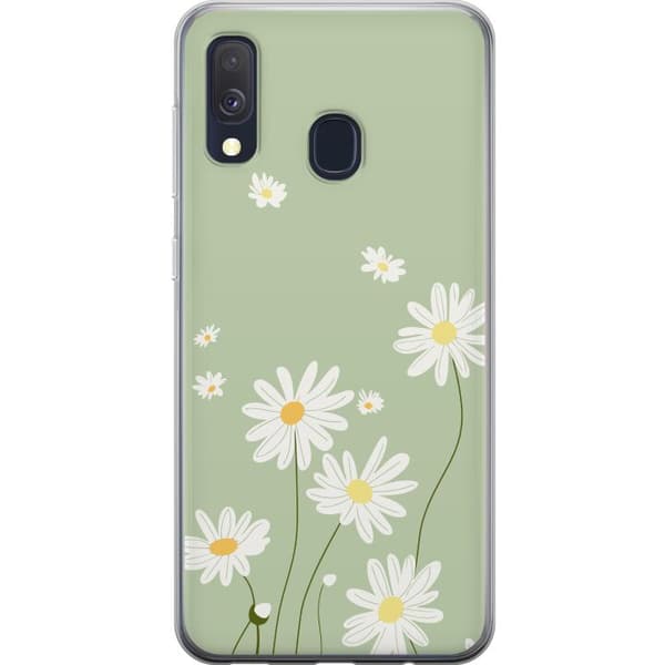 Samsung Galaxy A40 Genomskinligt Skal Prästkragar – blommigt mönster i svensk sommarstil