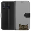 Miniatyrbillede 1 af 3: Samsung Galaxy A40 Tegnebogsetui Grå Katteblik - stilfuld kat design med grå baggrund
