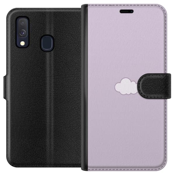 Samsung Galaxy A40 Lompakkokotelo Lila Pilvi - minimalistinen pilvi lila taustalla