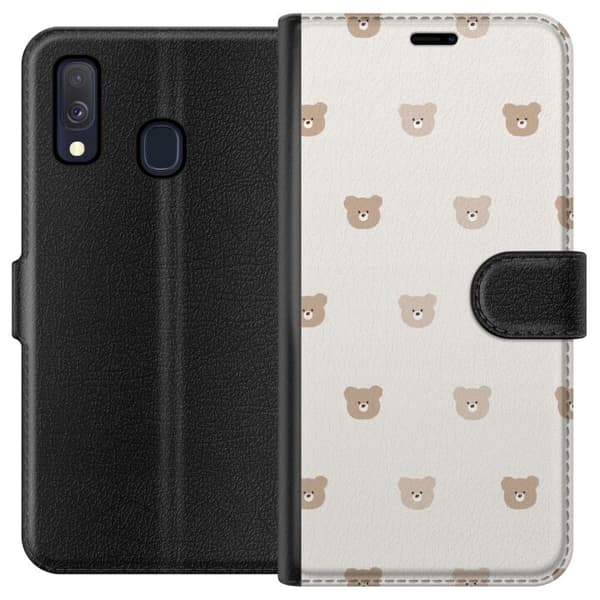 Samsung Galaxy A40 Tegnebogsetui Teddybaggrund - søde teddybjørne mod en blød baggrund