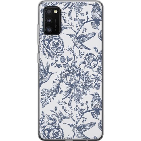 Samsung Galaxy A41 Genomskinligt Skal Blomster & Fåglar – romantiskt mönster i vintage-stil
