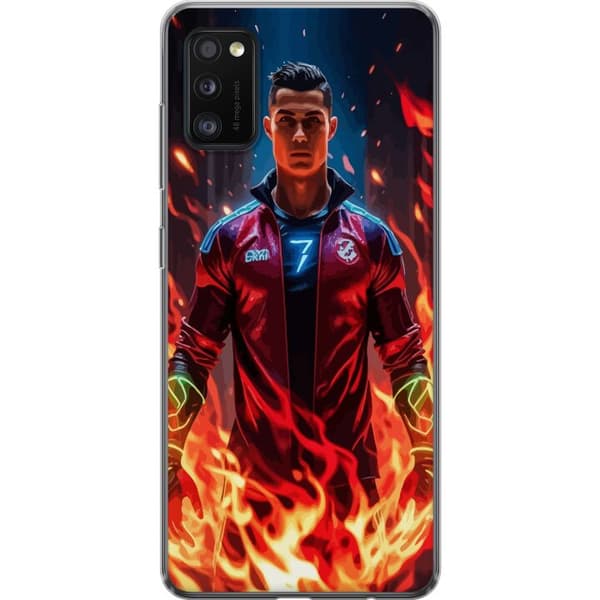 Samsung Galaxy A41 Gjennomsiktig deksel Ronaldo Inferno - fotballhelt i flammer