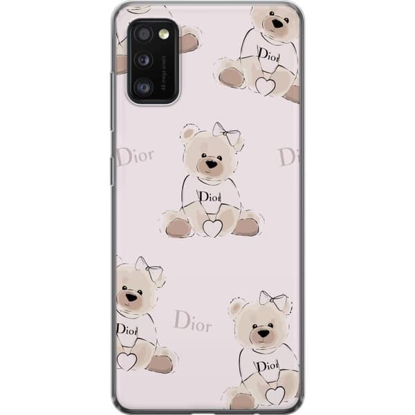 Samsung Galaxy A41 Genomskinligt Skal Teddy Dior Vibes – lyxig nalle i fashionstil