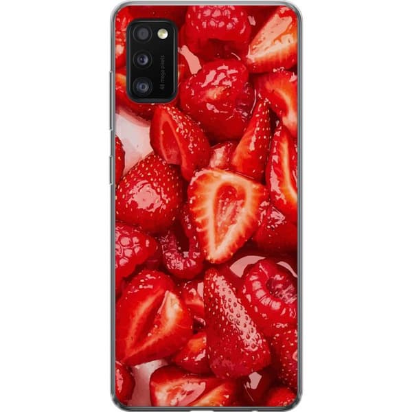 Samsung Galaxy A41 Gjennomsiktig deksel Jordbærmønster - søtt motiv med sommerfølelse