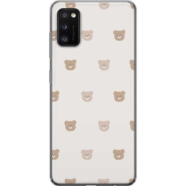Samsung Galaxy A41 Genomskinligt Skal Teddy Background – gulliga nallar mot mjuk bakgrund