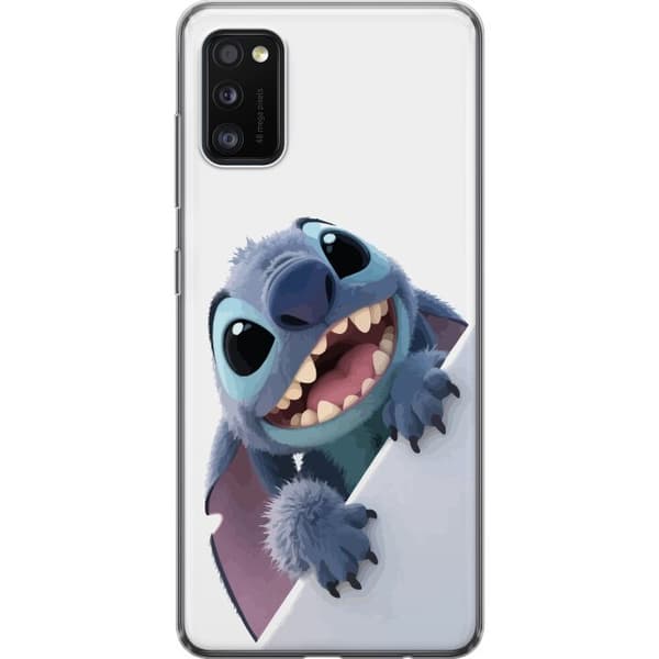 Samsung Galaxy A41 Genomskinligt Skal Happy Stitch – glad figur med charmig uttryck