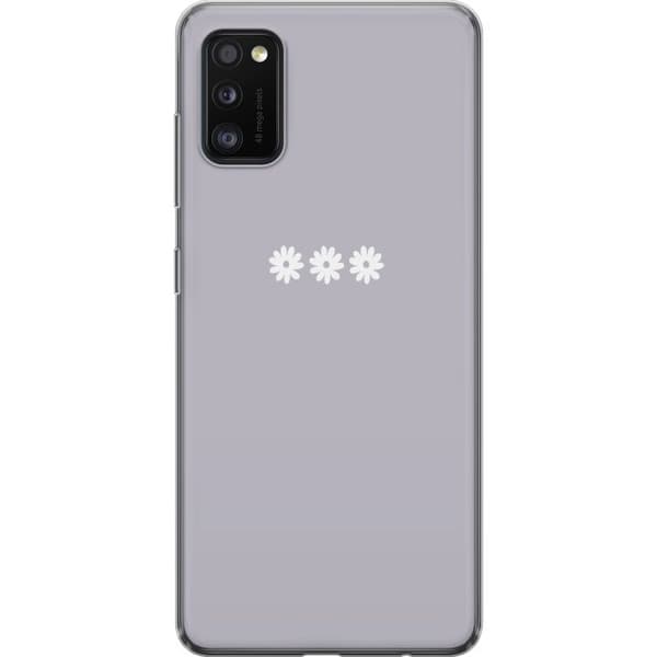 Samsung Galaxy A41 Gjennomsiktig deksel Lilla Blomminimalisme - stilig blomstermotiv på lilla bakgrunn
