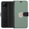Miniatyrbillede 1 af 3: Samsung Galaxy A42 5G Tegnebogsetui Grøn Minimalblomst - stilfuld blomst på grøn baggrund