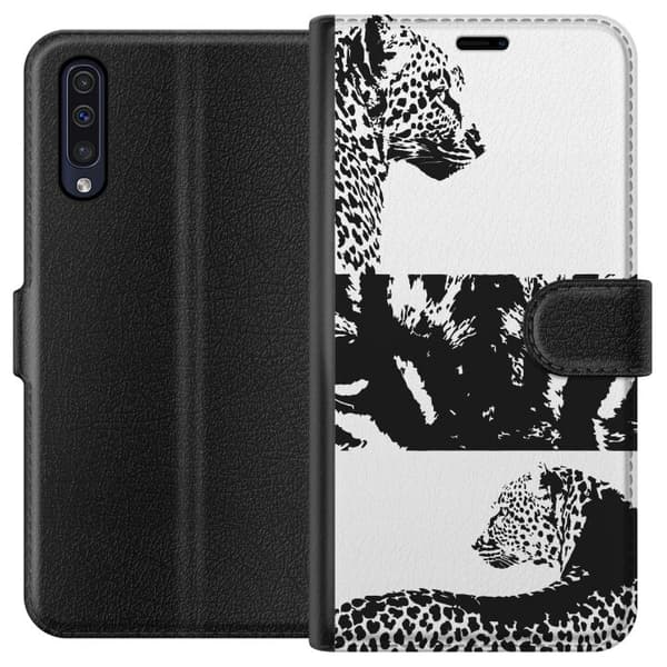 Samsung Galaxy A50 Lompakkokotelo Leopard Faces