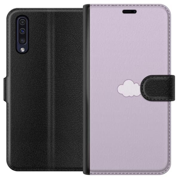 Samsung Galaxy A50 Lompakkokotelo Lila Pilvi - minimalistinen pilvi lila taustalla