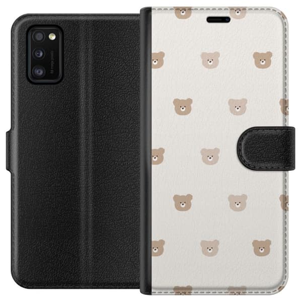 Samsung Galaxy A41 Plånboksfodral Teddy Background – gulliga nallar mot mjuk bakgrund