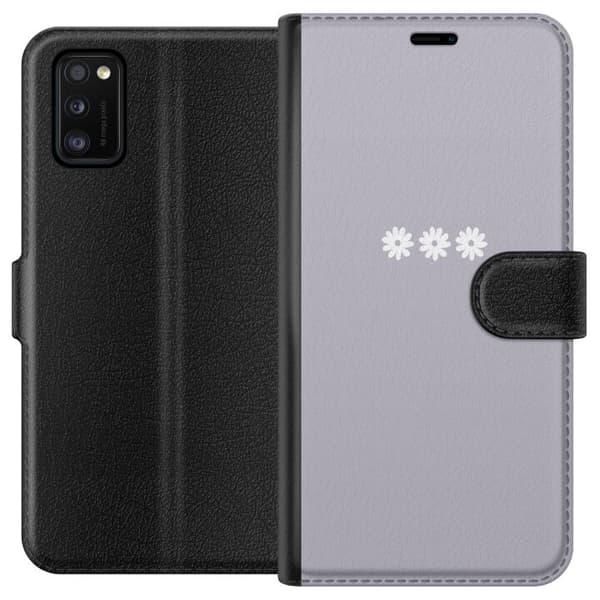 Samsung Galaxy A41 Tegnebogsetui Lilla Blomminimalisme - stilfuldt blomstermotiv på lilla baggrund