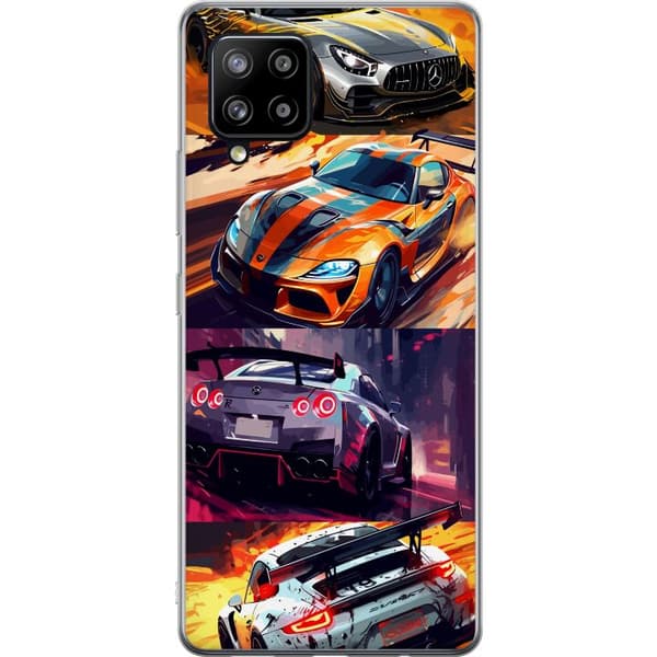 Samsung Galaxy A42 5G Gjennomsiktig deksel Rallyfeber - intensivt motiv med rallybiler