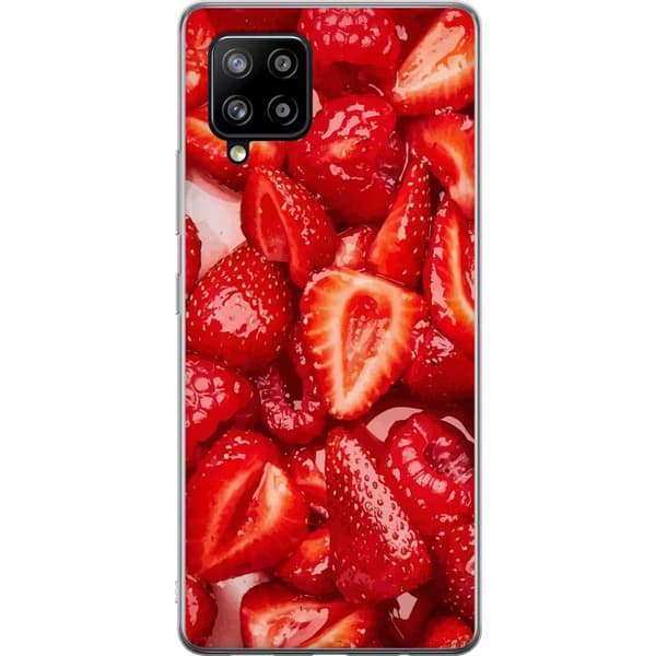 Samsung Galaxy A42 5G Gjennomsiktig deksel Jordbærmønster - søtt motiv med sommerfølelse