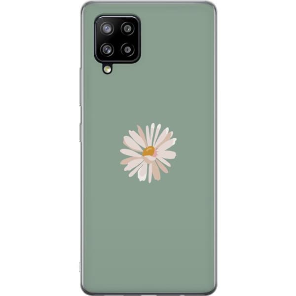 Samsung Galaxy A42 5G Gennemsigtig cover Grøn Minimalblomst - stilfuld blomst på grøn baggrund