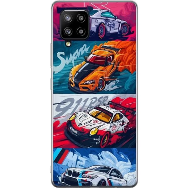 Samsung Galaxy A42 5G Gennemsigtig cover Hurtige Biler - Tegnet Mønster med Action
