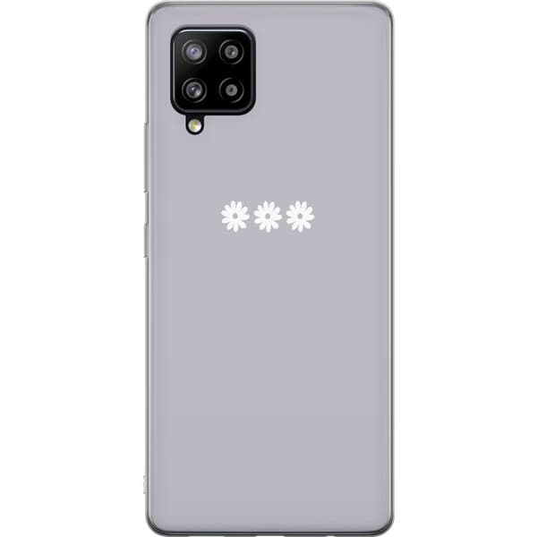 Samsung Galaxy A42 5G Gjennomsiktig deksel Lilla Blomminimalisme - stilig blomstermotiv på lilla bakgrunn