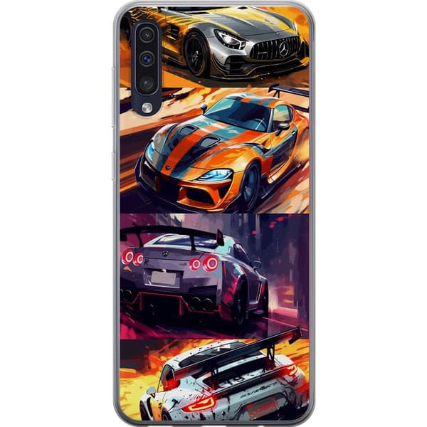 Samsung Galaxy A50 Läpinäkyvä kuori Ralli kuume - vauhdikas teema ralliautoilla