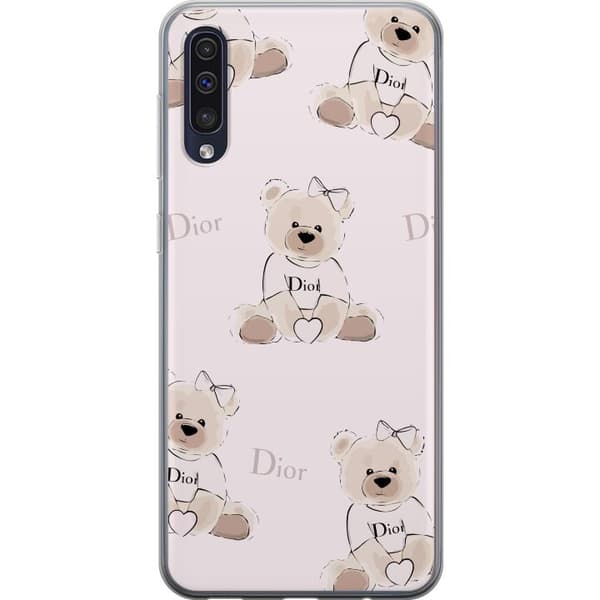 Samsung Galaxy A50 Läpinäkyvä kuori Teddy Dior Vibes - ylellinen nalle muotityyliin