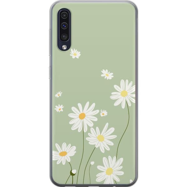 Samsung Galaxy A50 Läpinäkyvä kuori Papukaijanpaparit - kukallinen kuviointi ruotsalaiseen kesätyyliin