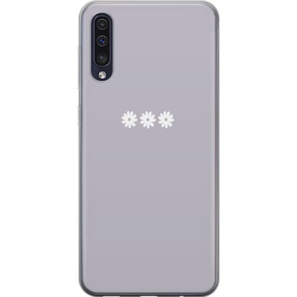 Samsung Galaxy A50 Läpinäkyvä kuori Lila Blomminimalismi - tyylikäs kukkakuva lila taustalla