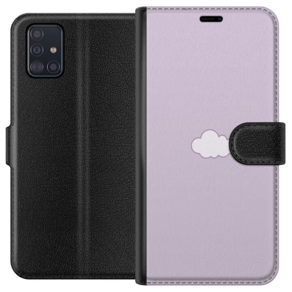 Samsung Galaxy A51 Lommeboketui Lilla Sky - minimalistisk sky på en lilla bakgrunn
