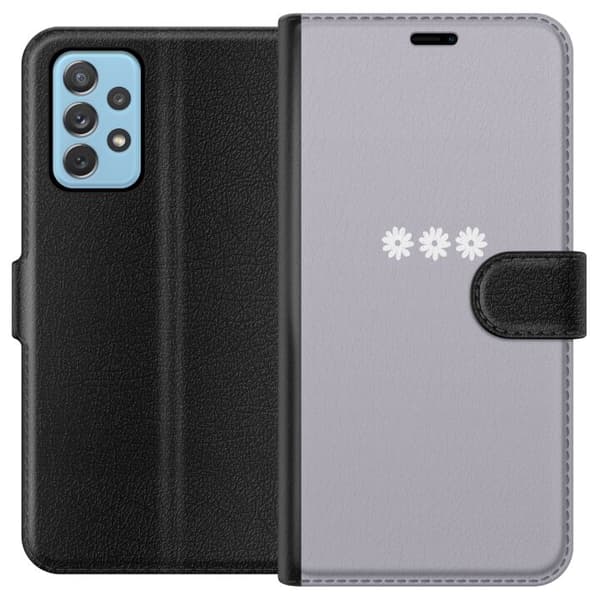 Samsung Galaxy A52 5G Tegnebogsetui Lilla Blomminimalisme - stilfuldt blomstermotiv på lilla baggrund