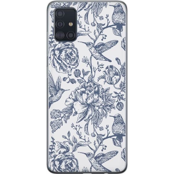 Samsung Galaxy A51 Gennemsigtig cover Blomster & Fugle - Romantisk Vintage-stil Mønster